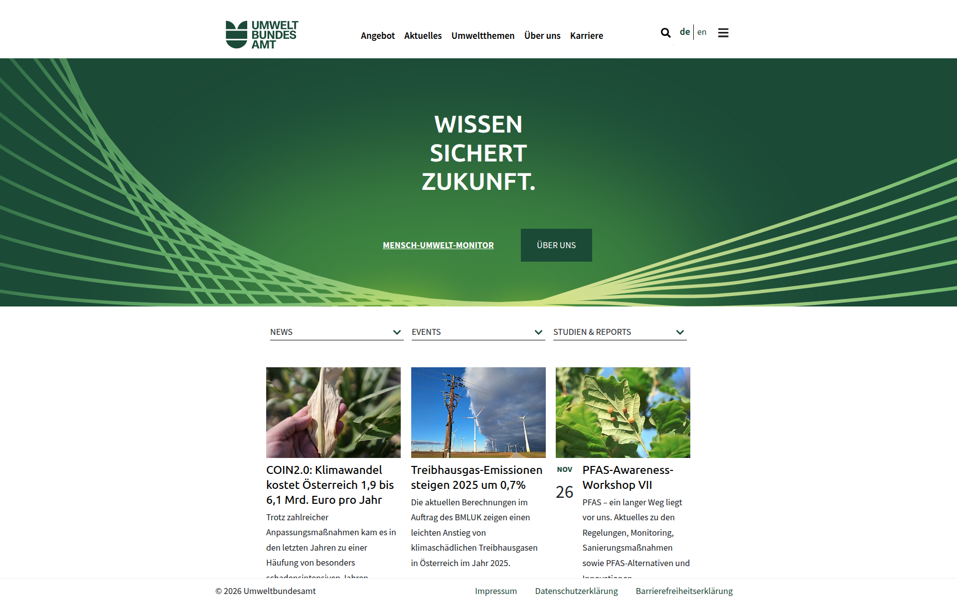 umweltbundesamt.at 主页截图