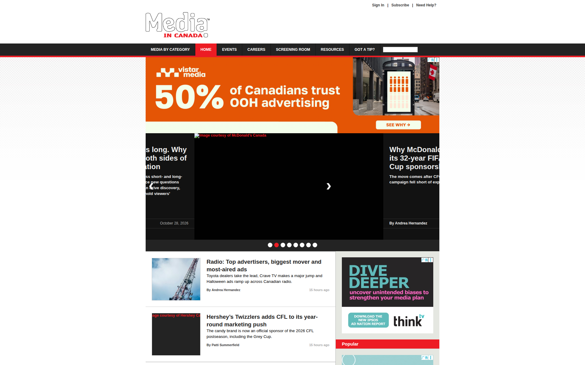 mediaincanada.com 首页