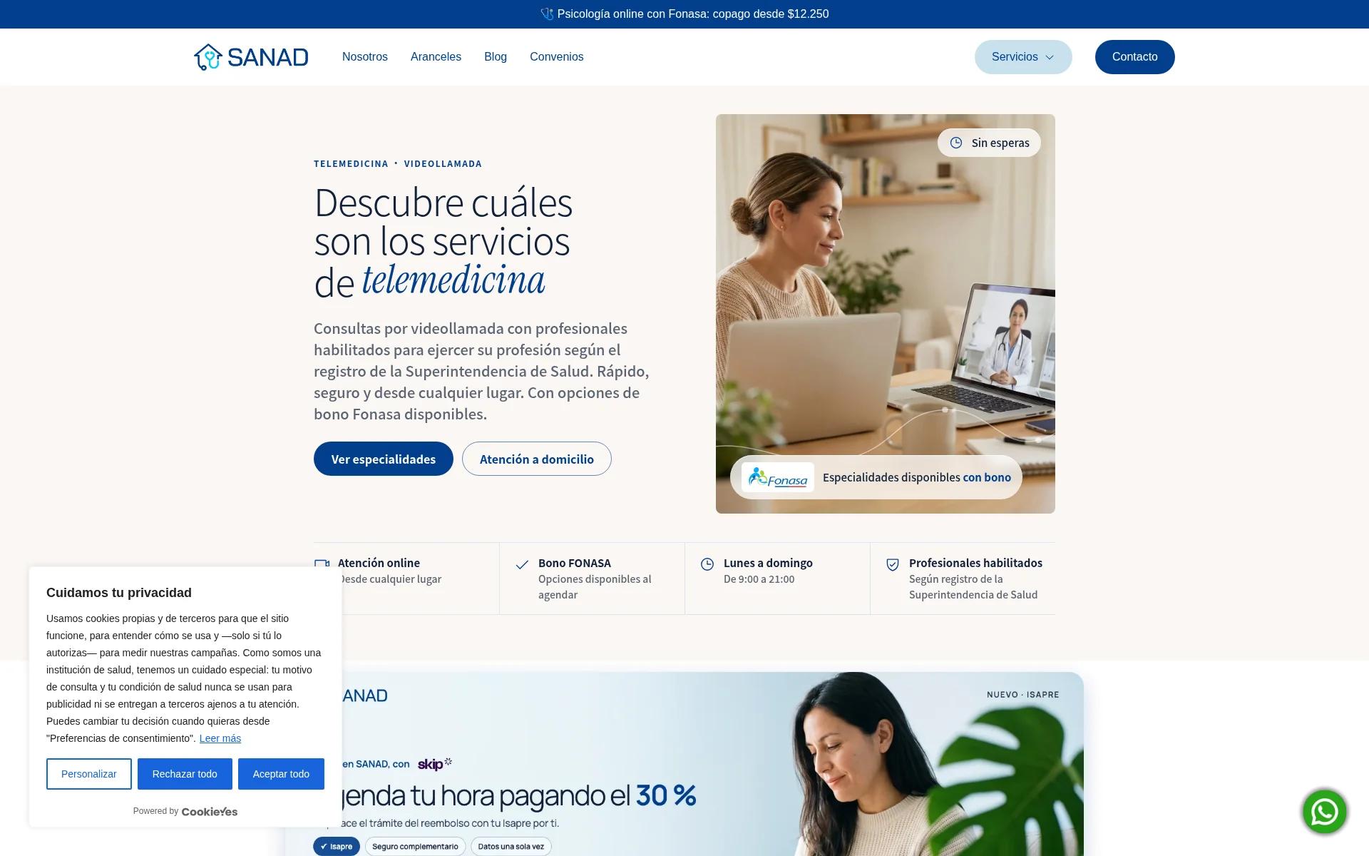sanad.cl 主页截图