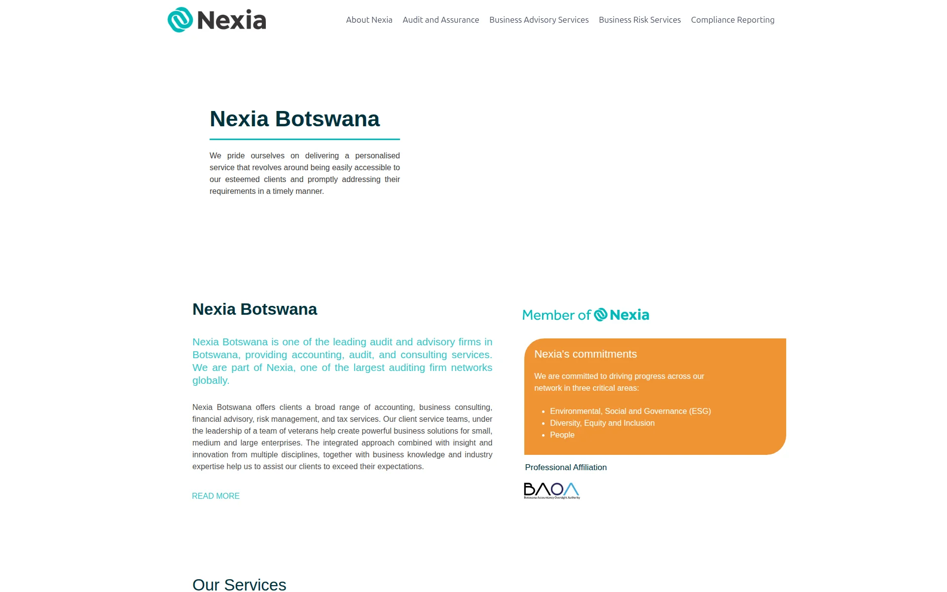 nexia.co.bw 主页截图