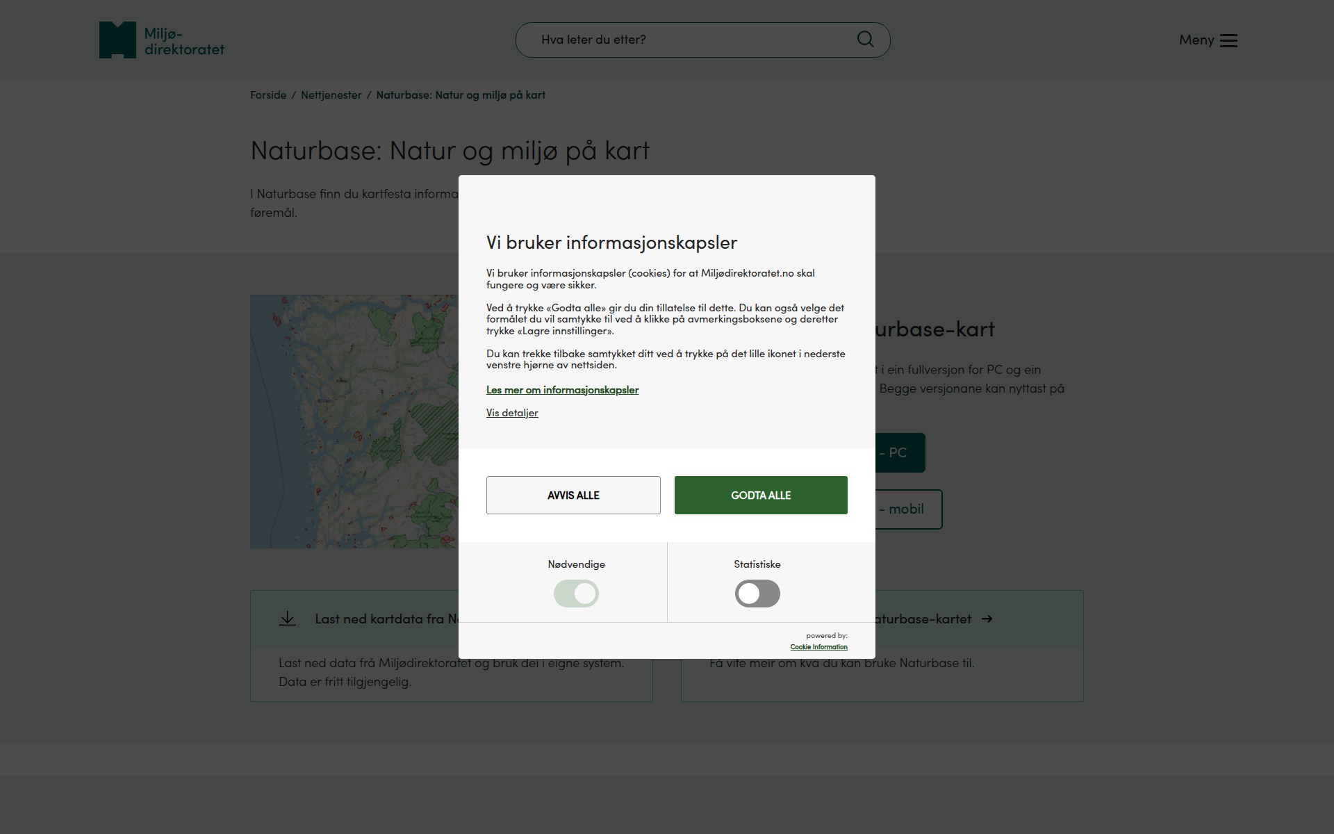 miljodirektoratet.no 主页截图