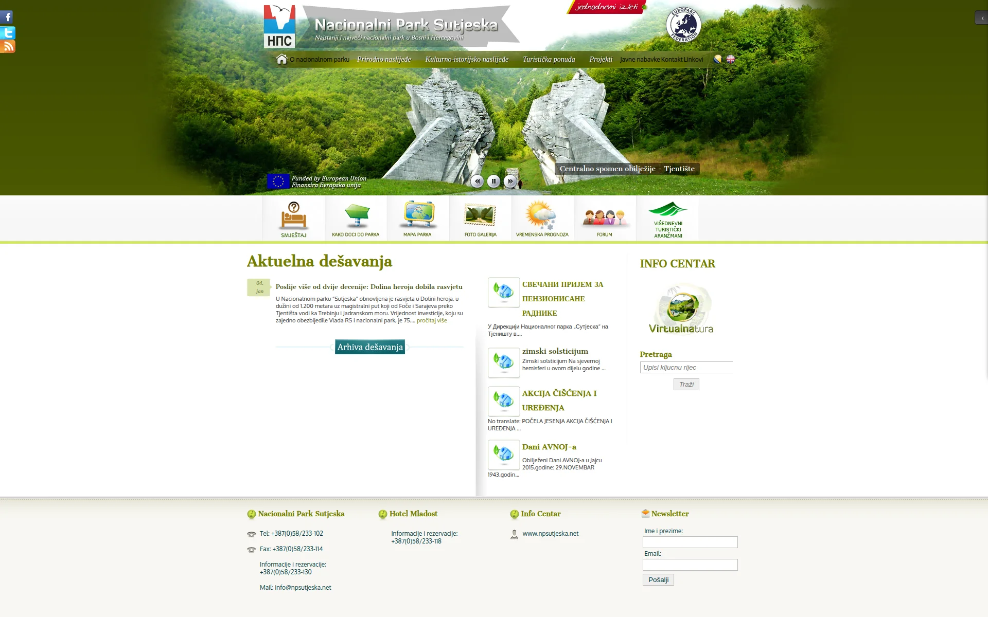 npsutjeska.net 主页截图