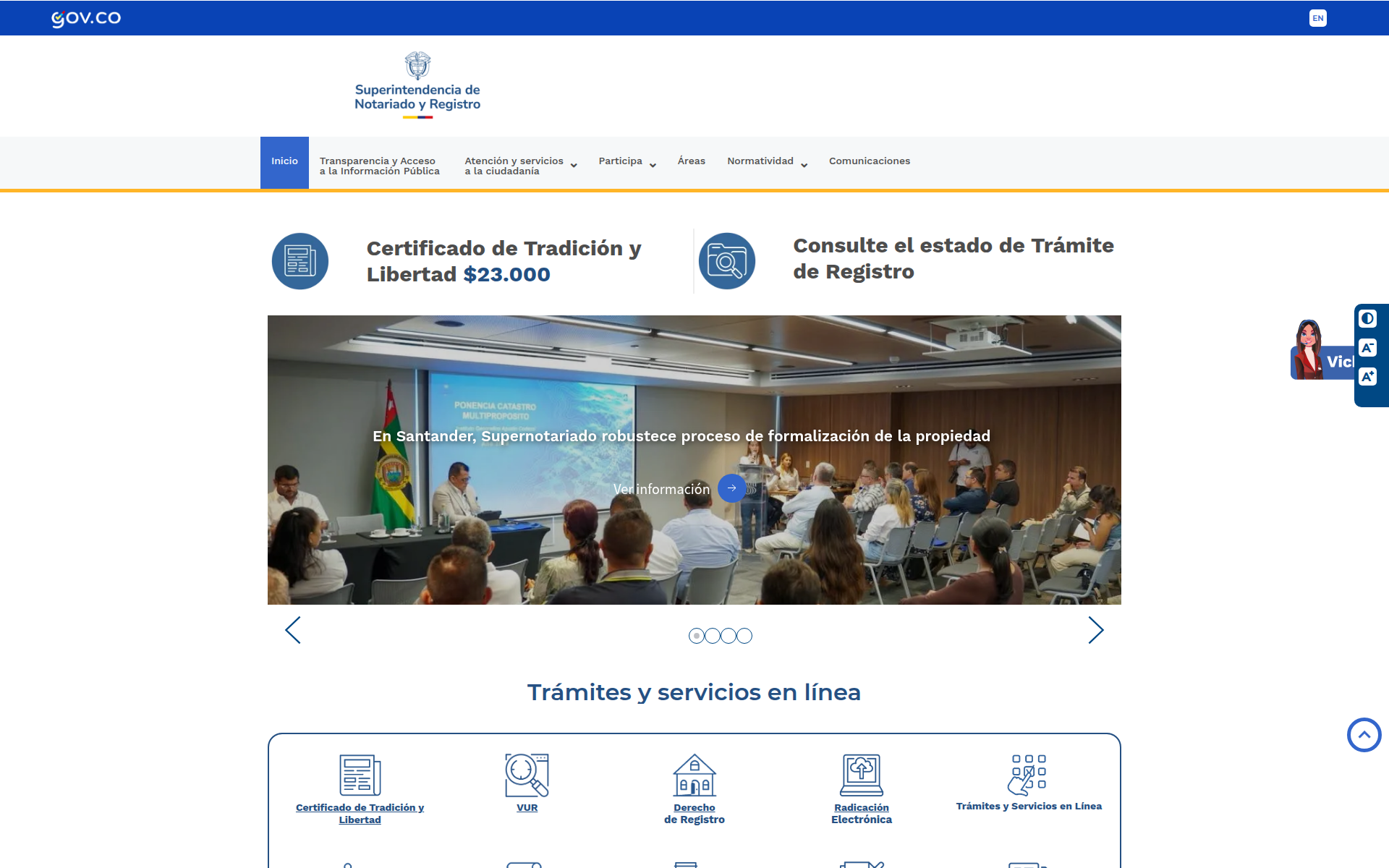 supernotariado.gov.co 主页截图
