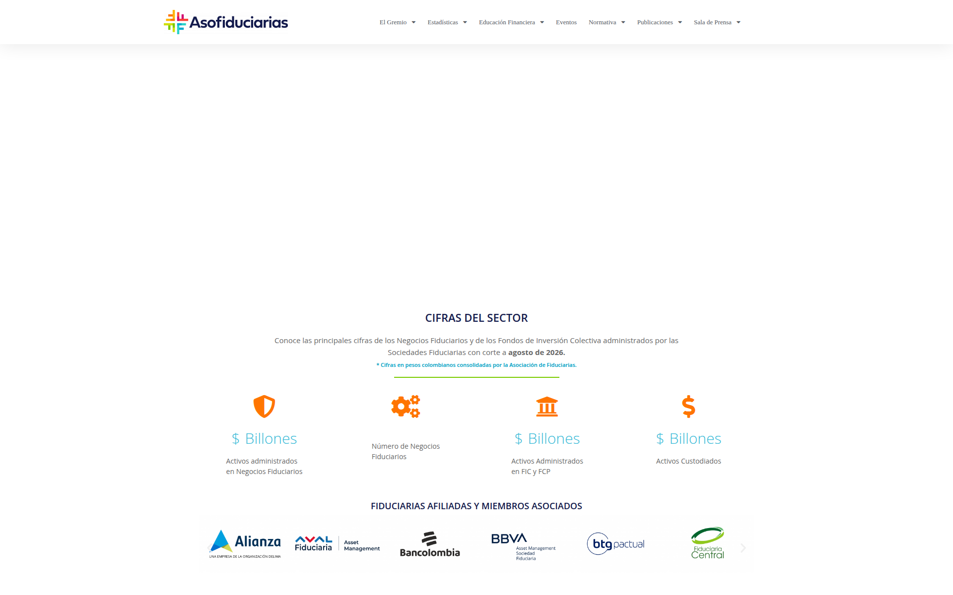 asofiduciarias.org.co 主页截图