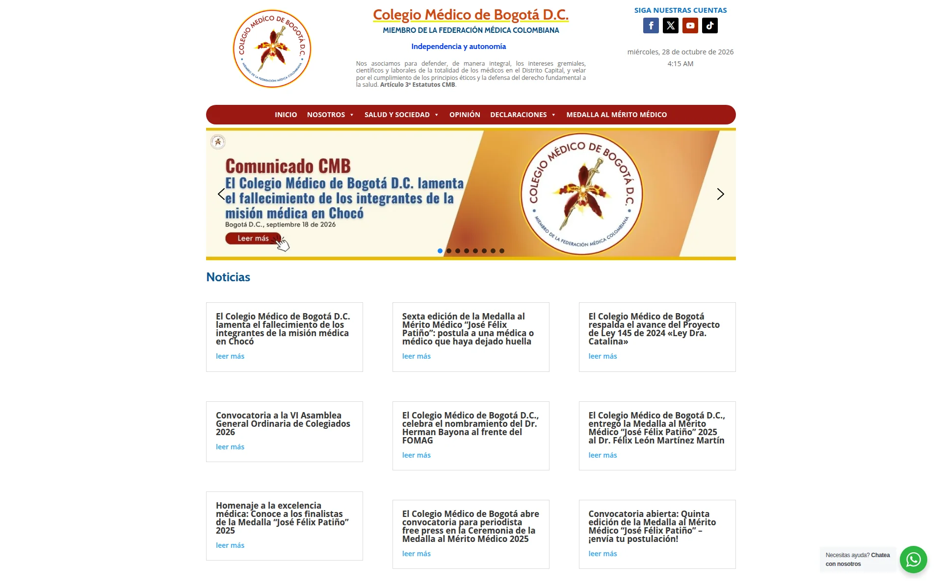 colegiomedicodebogotadc.org 主页截图