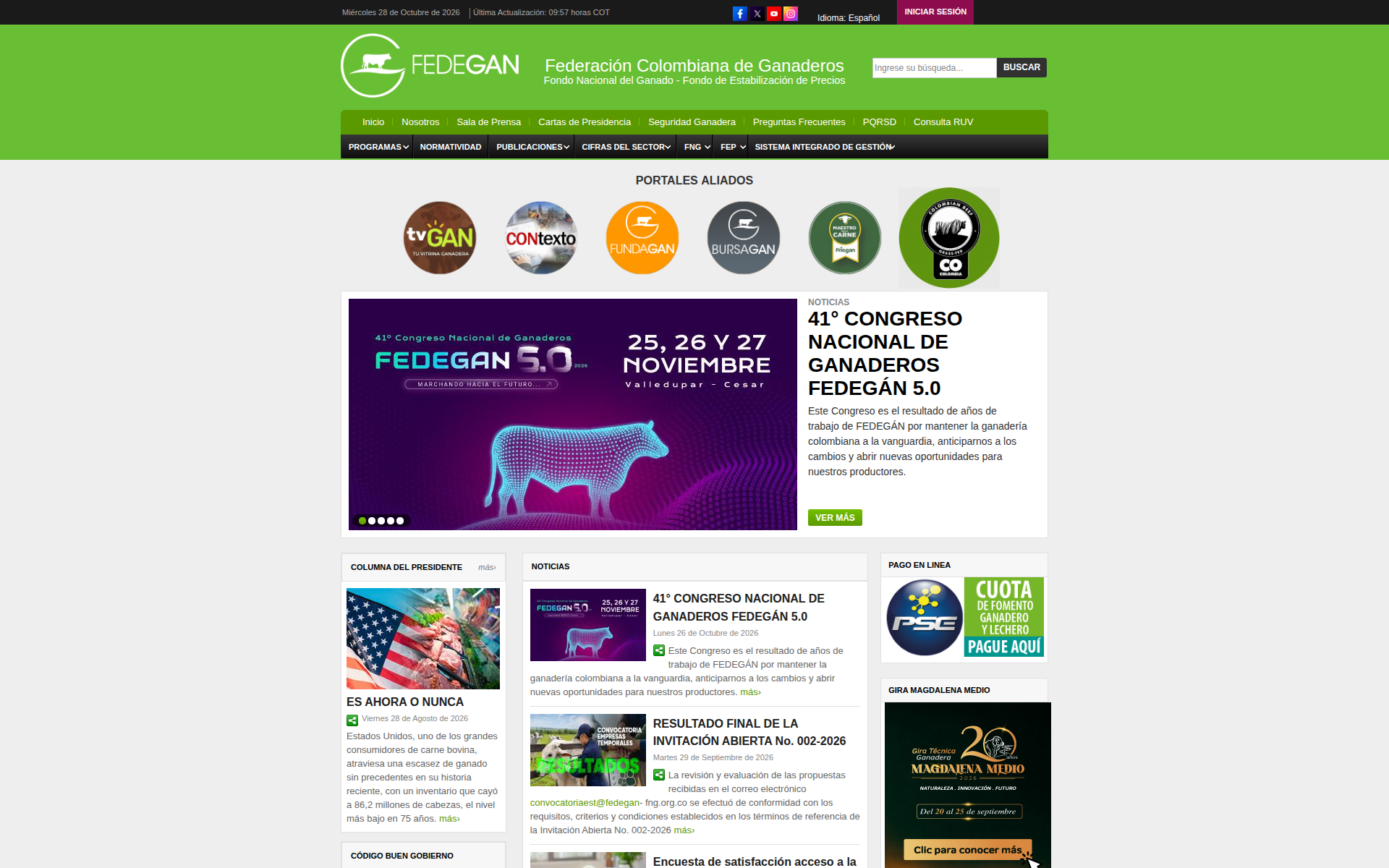 fedegan.org.co 主页截图