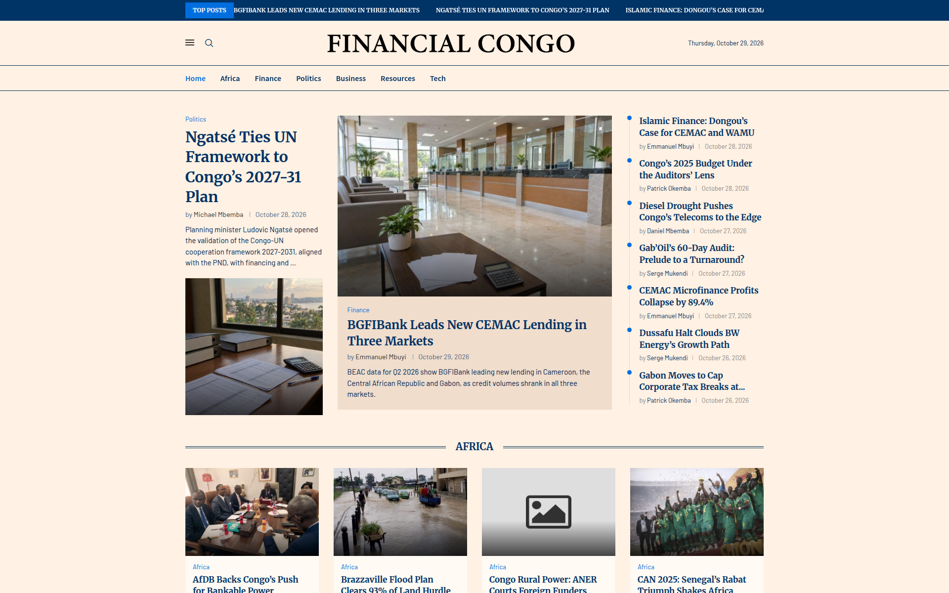financialcongo.com 主页截图