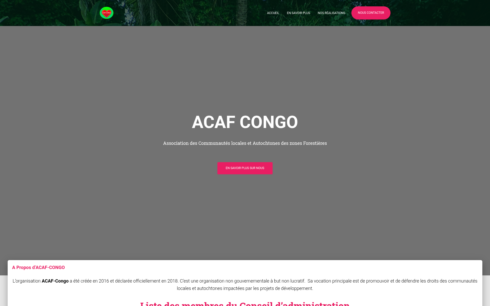 acaf-congo.com 主页截图